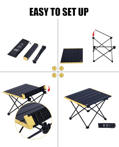 iClimb Ultralight Folding Camping Table with Carry Bag