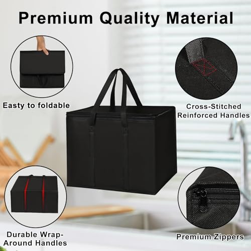 JNYONG 2/4-Pack Insulated Cooler Bags with Zippered Tops