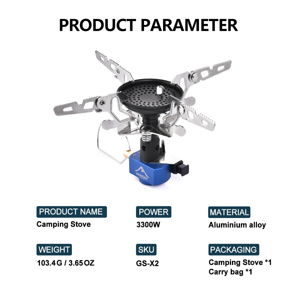 Widesea 3300W Portable Backpacking Gas Burner Stove