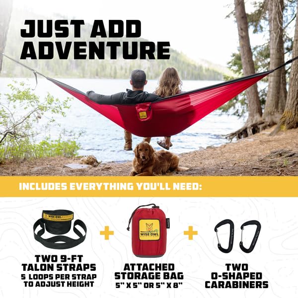 Wise Owl Outfitters Double Camping Hammock with Tree Straps