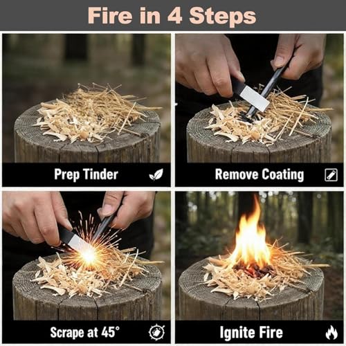 4-Inch Waterproof Ferro Rod Survival Fire Starter