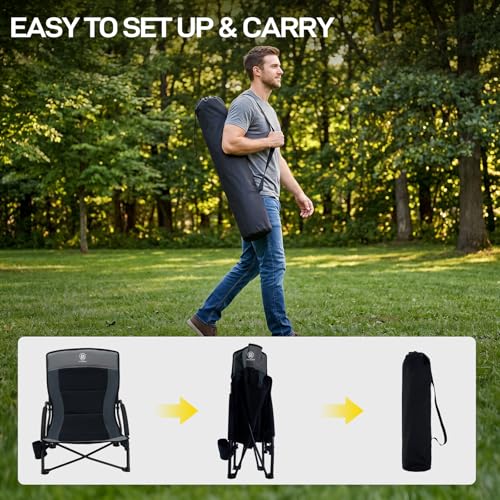 EVER ADVANCED Low-Profile Beach Chair with Cup Holder