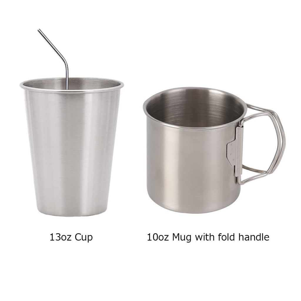 1-Person 304 Stainless Steel Camping Mess Kit with Mesh Bag