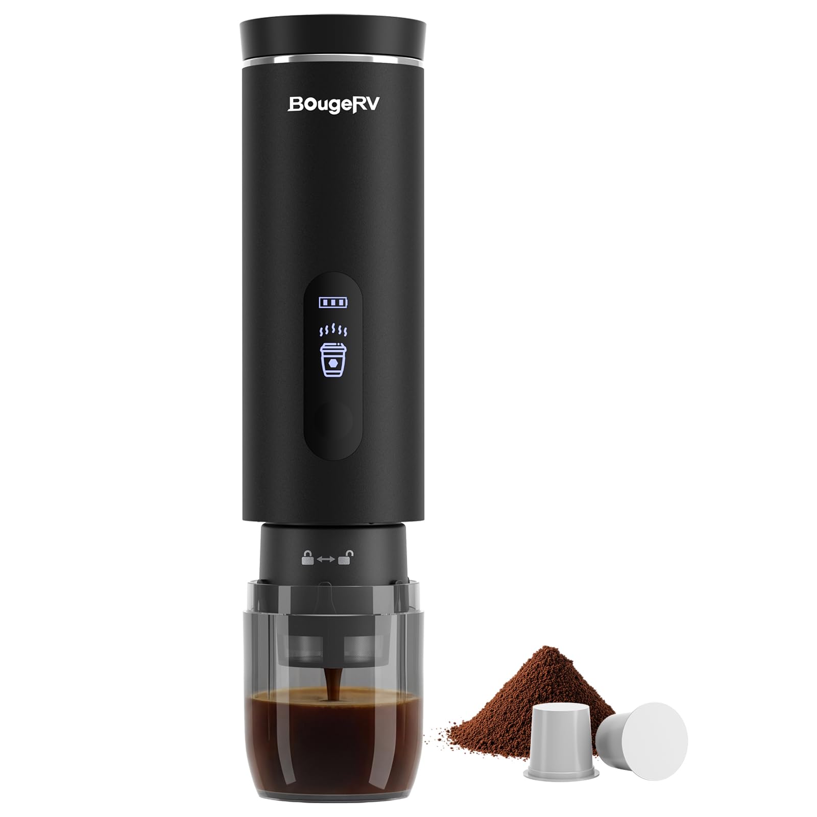 BougeRV Portable Coffee Maker for K-Cup Pods and Grounds