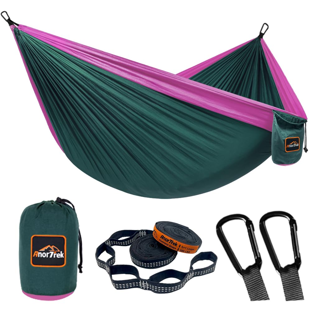 AnorTrek Lightweight Camping Hammock with Tree Straps