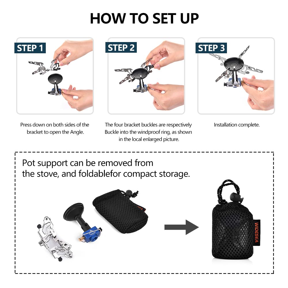 Widesea 3300W Portable Backpacking Gas Burner Stove