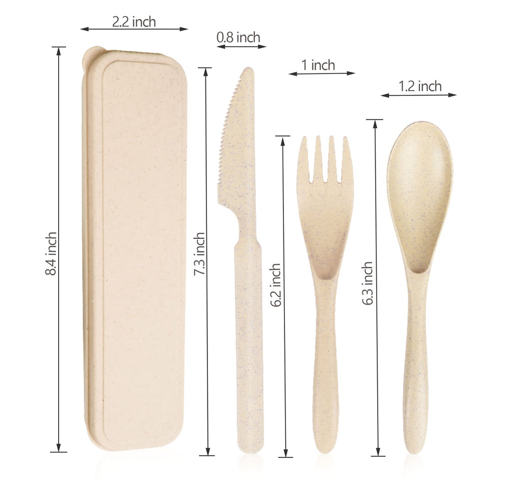 Reusable Wheat Straw Travel Utensil Set with Carrying Case