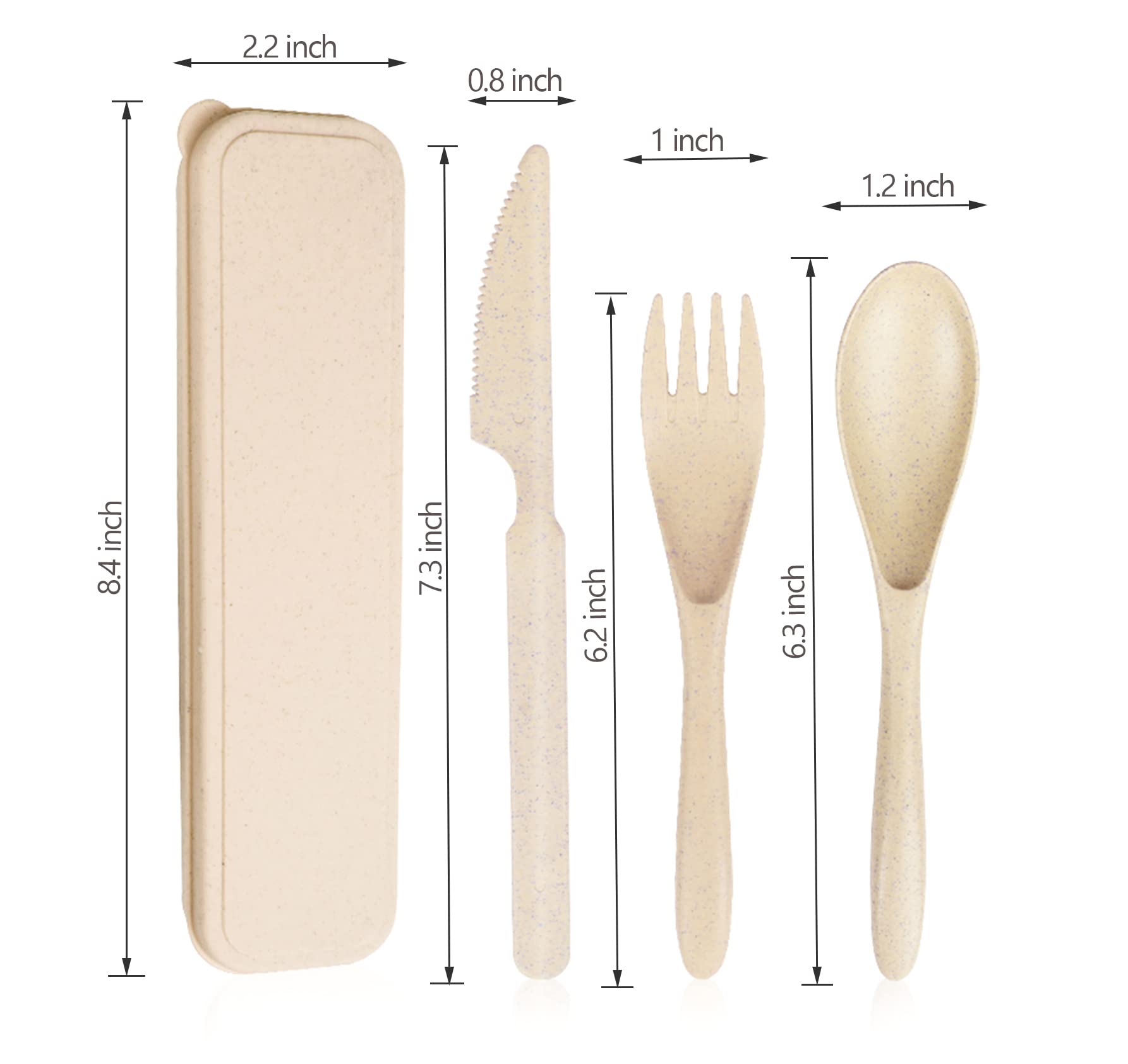 Reusable Wheat Straw Travel Utensil Set with Carrying Case