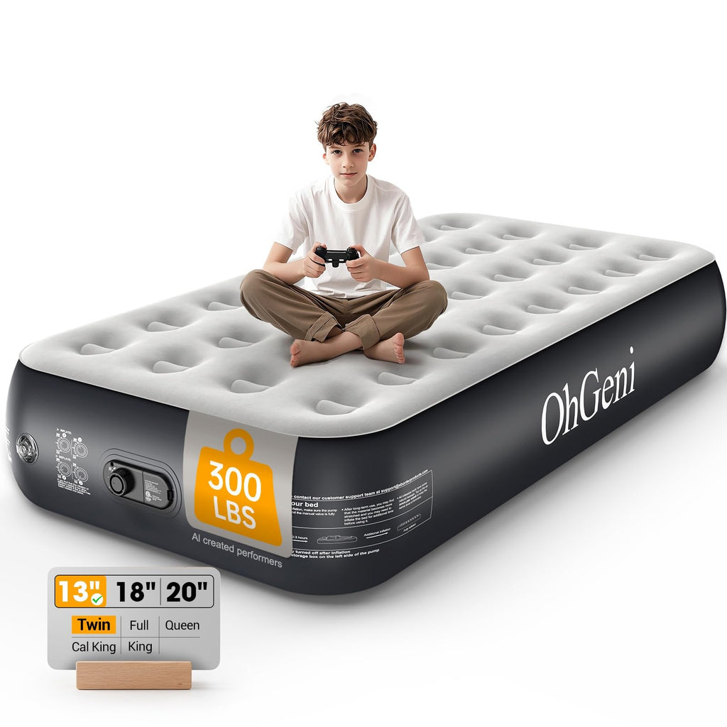OhGeni Inflatable Air Mattress with Built-In Pump