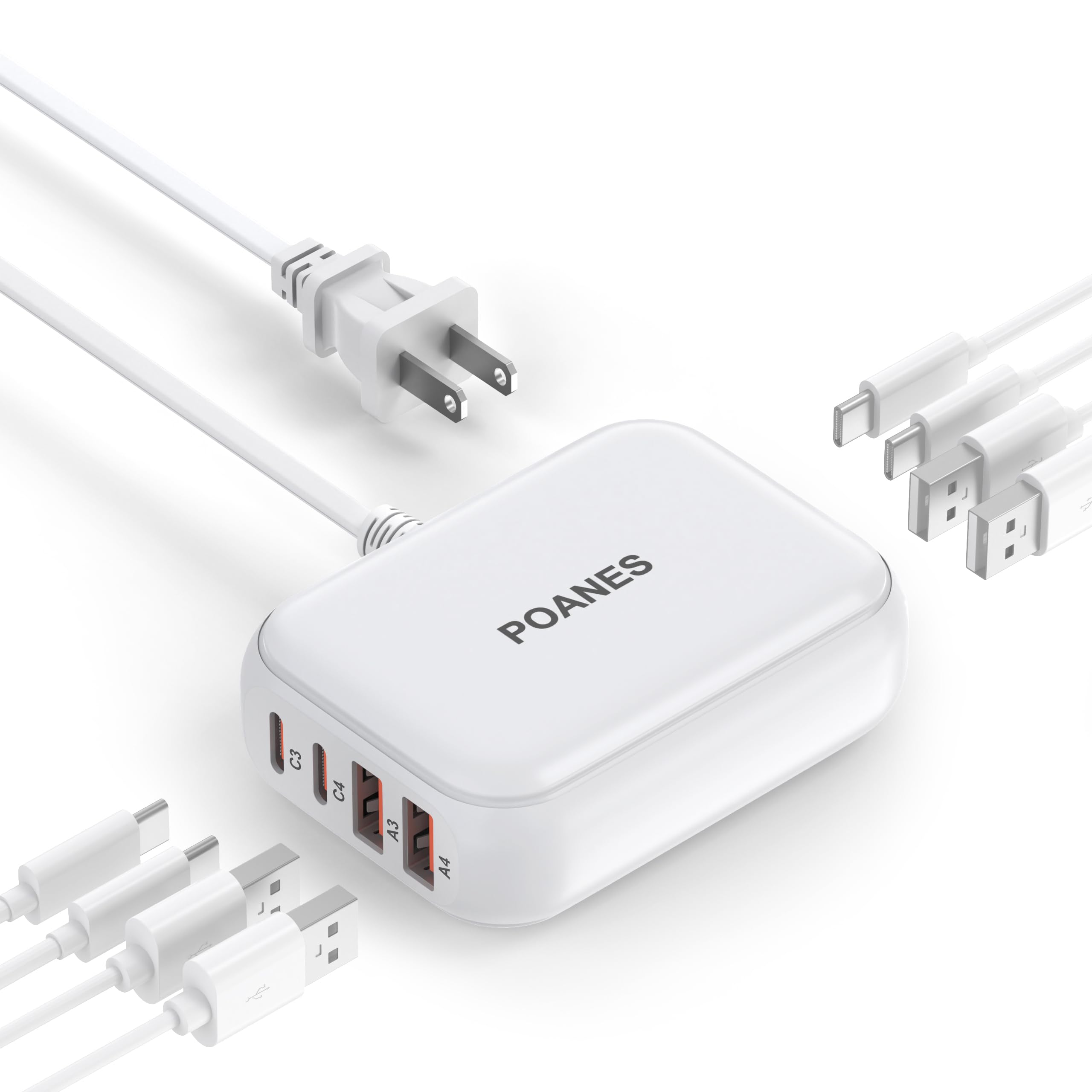 POANES 8-Port USB-C and USB-A Travel Charging Station
