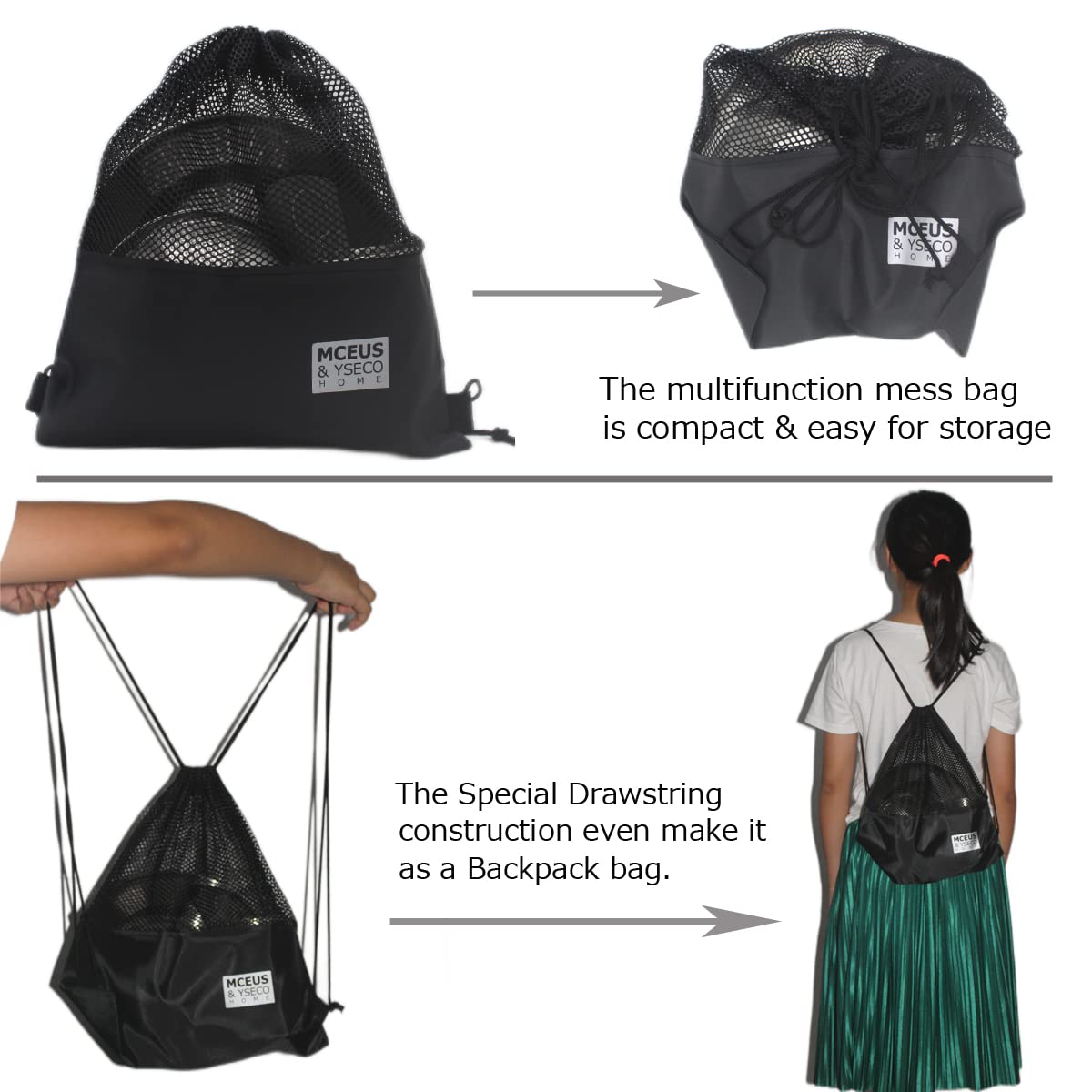 1-Person 304 Stainless Steel Camping Mess Kit with Mesh Bag