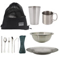 1-Person 304 Stainless Steel Camping Mess Kit with Mesh Bag