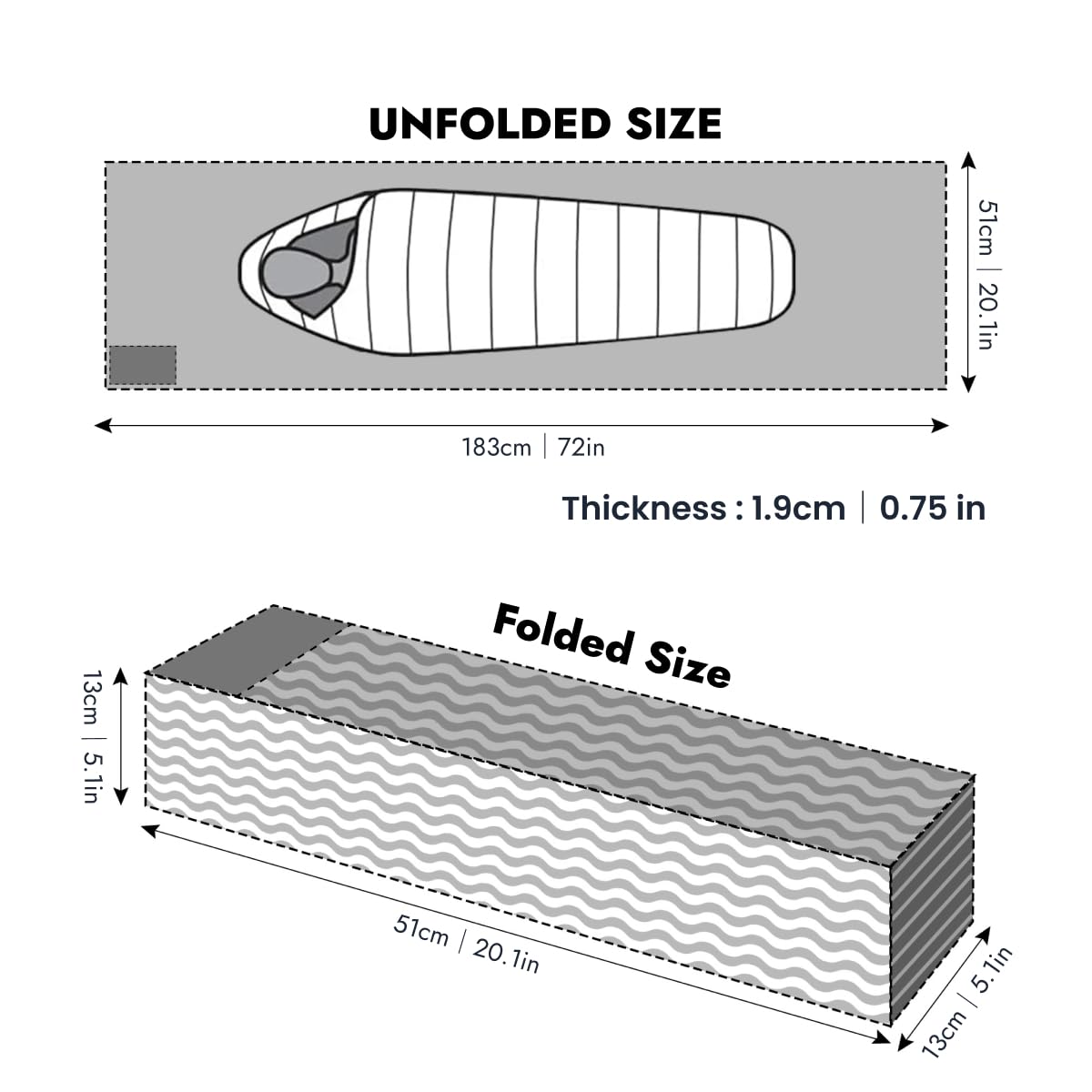 WINDQUESTER Ultralight Foldable Foam Backpacking Pad