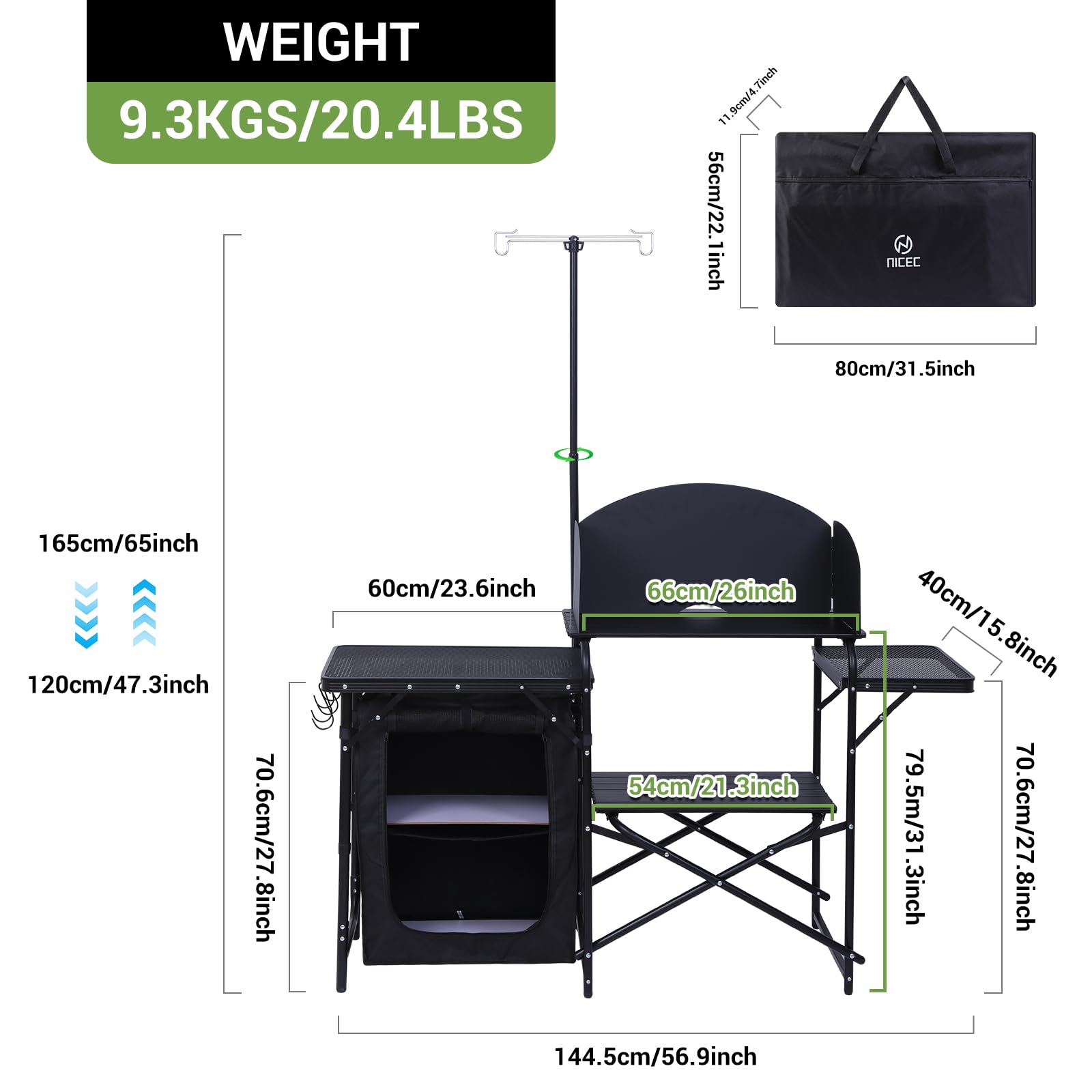 Nice C Folding Camping Kitchen Station with Carry Bag