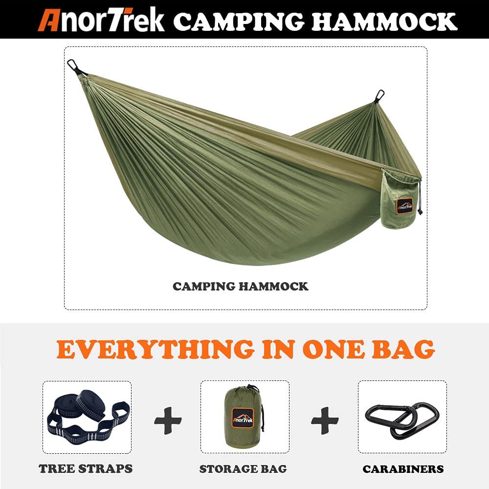 AnorTrek Lightweight Camping Hammock with Tree Straps
