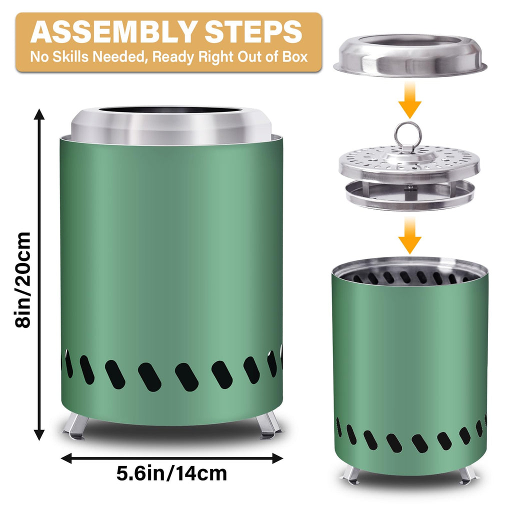 HGD Portable Mini Smokeless Tabletop Fire Pit with Travel Bag