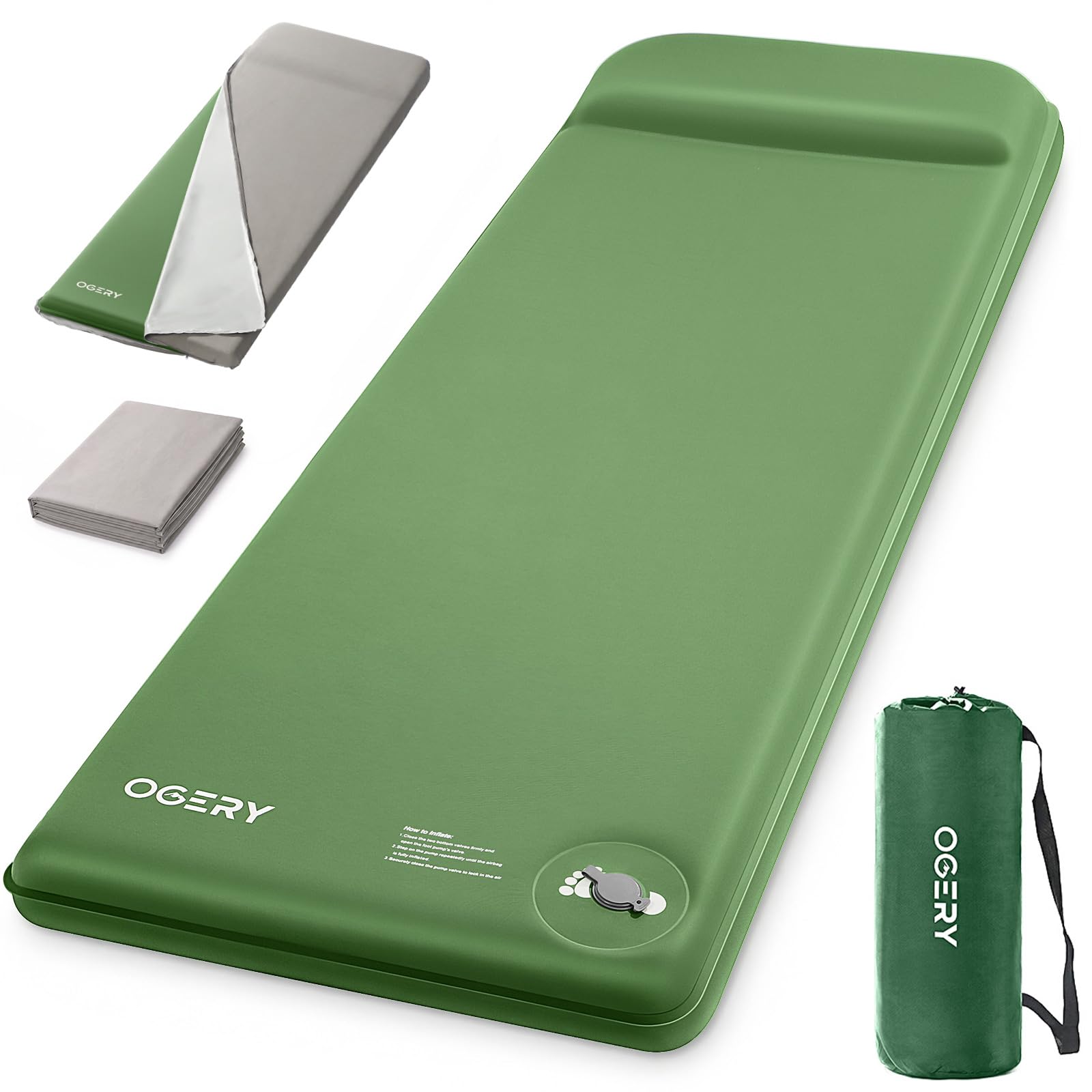 OGERY 3-Inch Self-Inflating Memory Foam Sleeping Pad