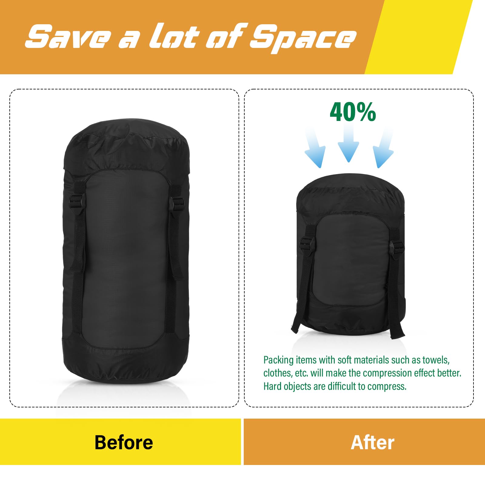 GliCraft 5-Piece Compression Sack Set for Backpacking