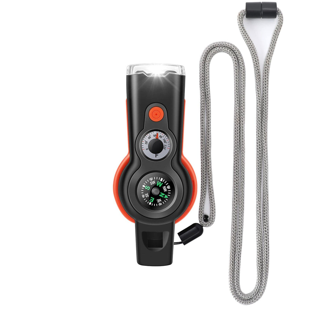 7-in-1 Emergency Survival Whistle with Lanyard