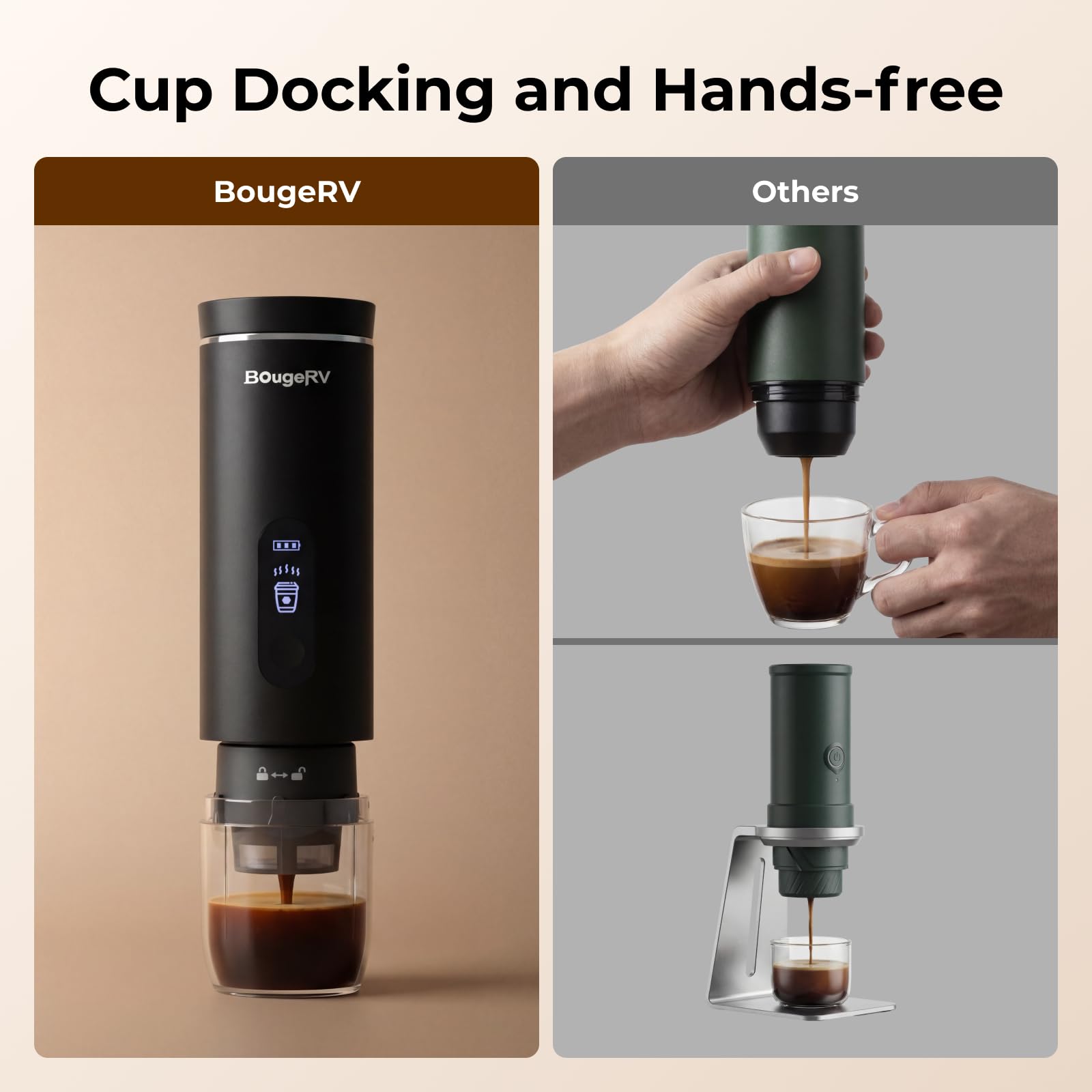 BougeRV Portable Coffee Maker for K-Cup Pods and Grounds
