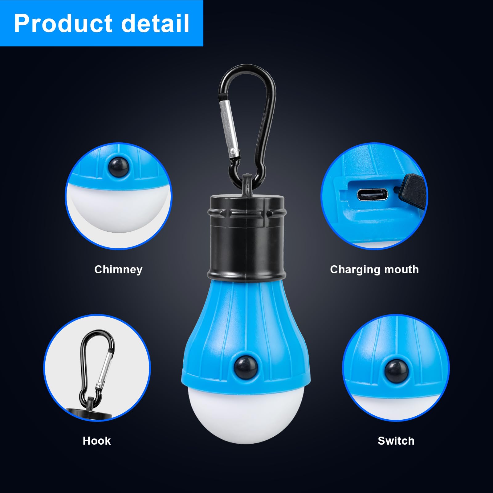 Jarxin Rechargeable LED Camping Lantern with Clip Hook