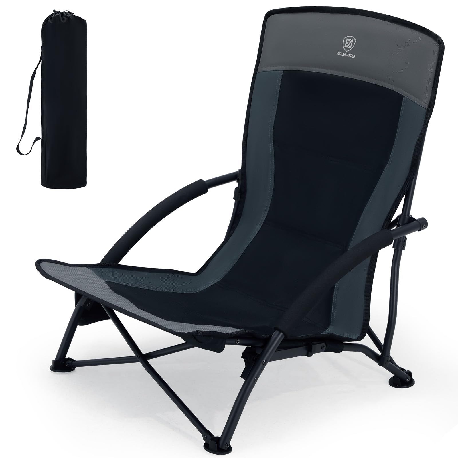 EVER ADVANCED Low-Profile Beach Chair with Cup Holder