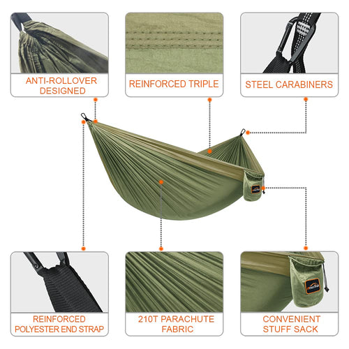 AnorTrek Lightweight Camping Hammock with Tree Straps