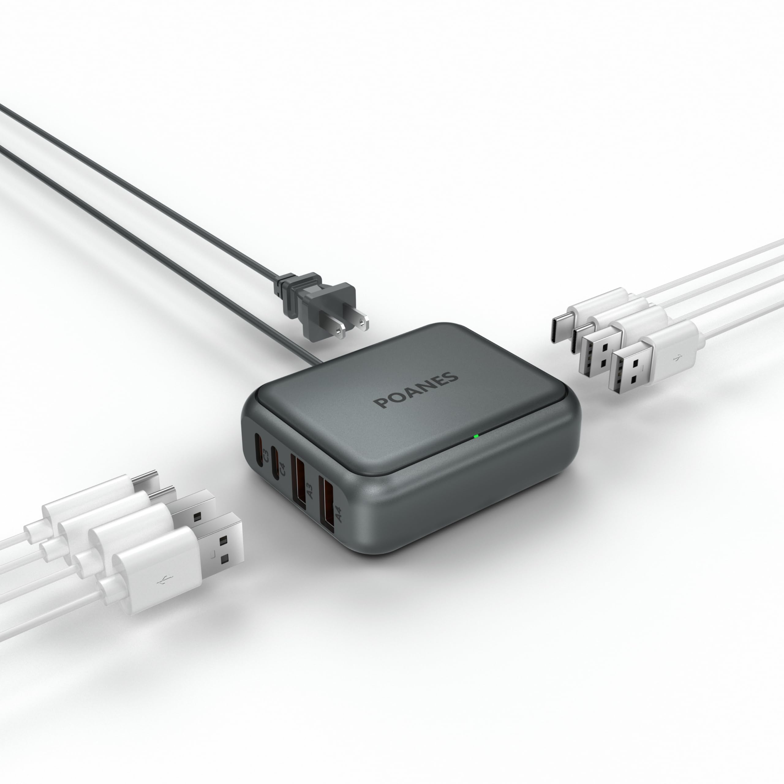 POANES 8-Port USB-C and USB-A Travel Charging Station