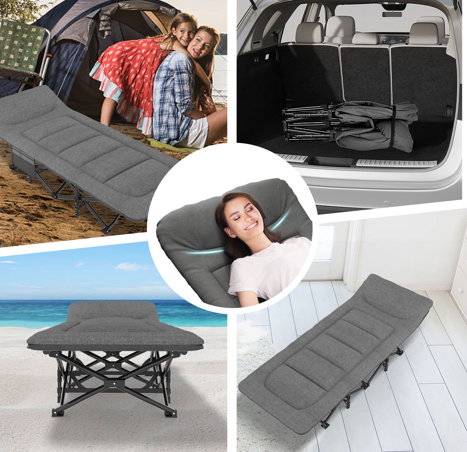 ATORPOK Heavy-Duty Padded Camping Cot with Carry Bag