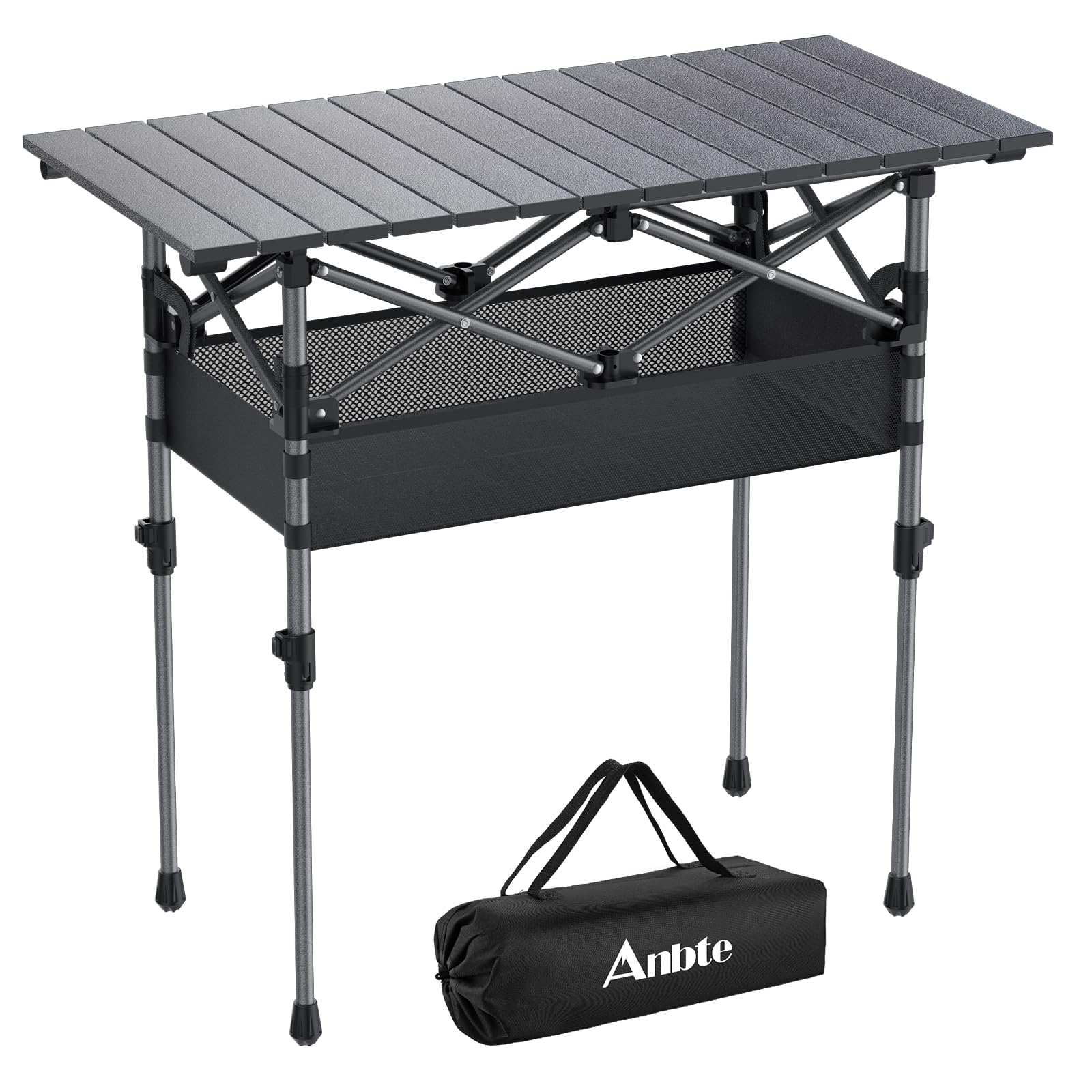 Anbte Adjustable Aluminum Roll-Top Camping Table with Bag