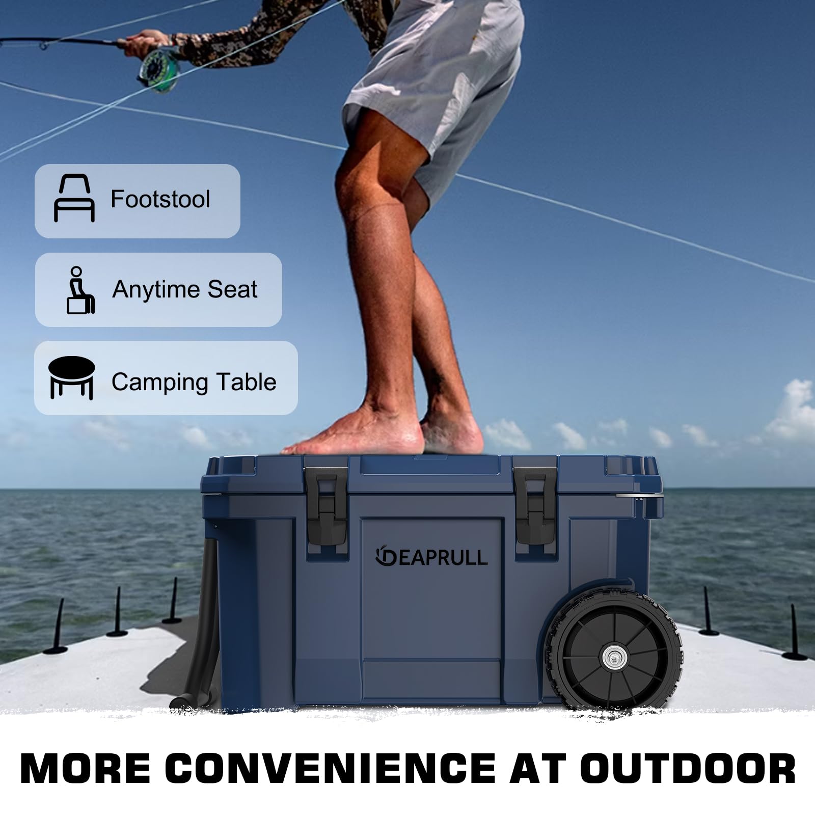 55-Quart Wheeled Hard-Sided Camping Cooler with Cup Holders