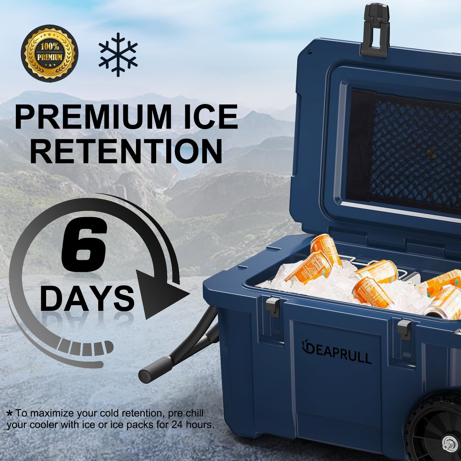 55-Quart Wheeled Hard-Sided Camping Cooler with Cup Holders