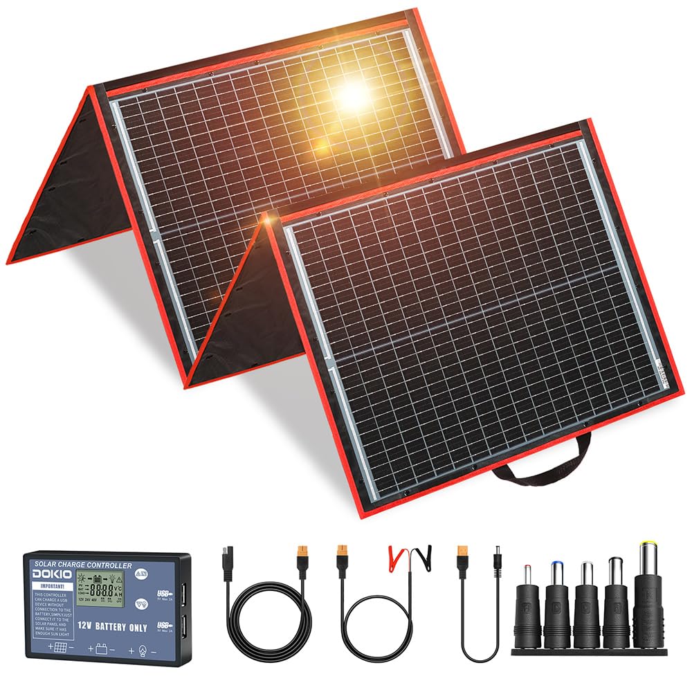 DOKIO Foldable Solar Panel Kit with USB Controller
