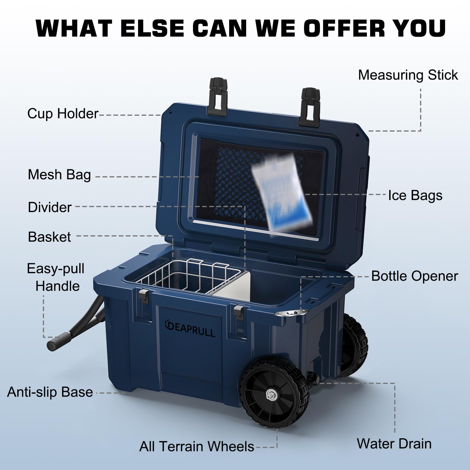 55-Quart Wheeled Hard-Sided Camping Cooler with Cup Holders