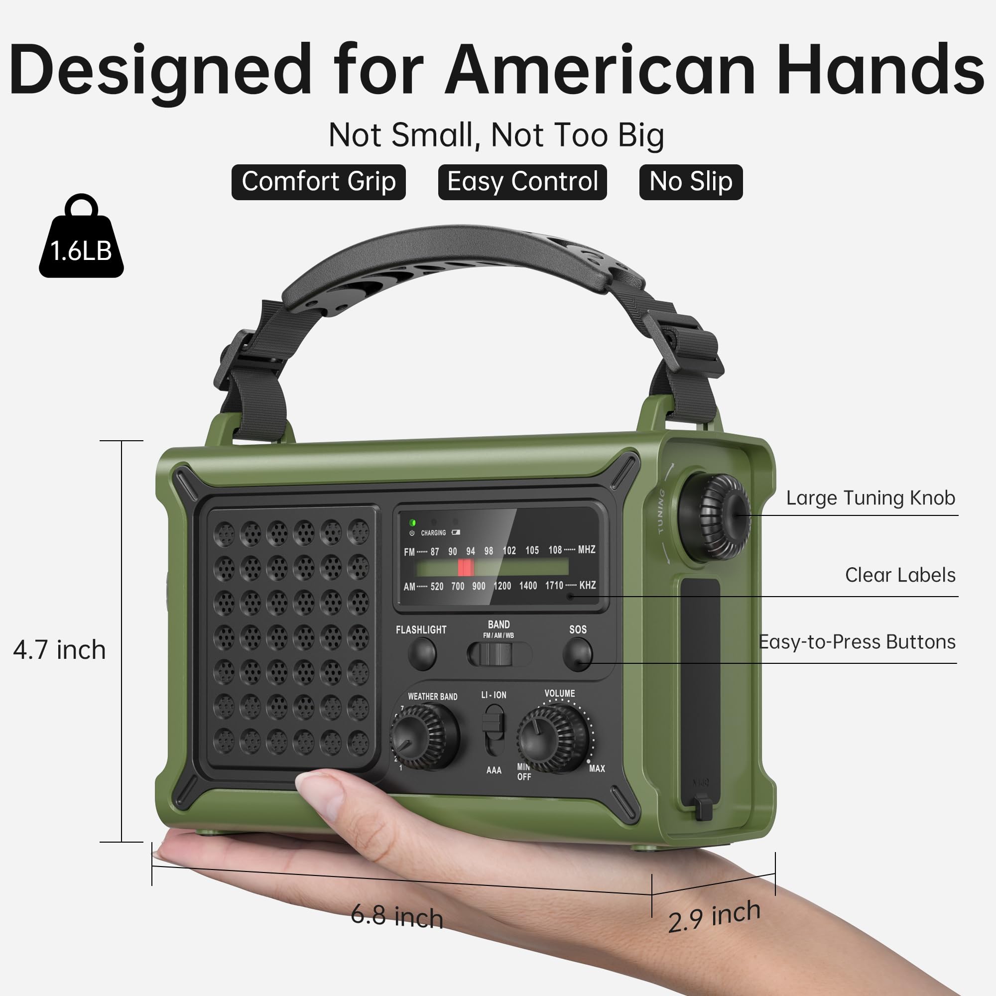 12,000mAh Solar Hand-Crank Emergency Radio with Clear Signal