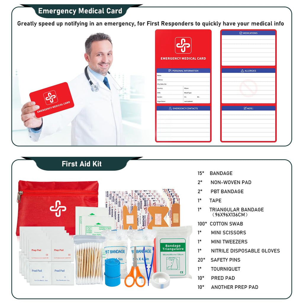 262-Piece Emergency Survival Kit with First Aid Crossbody Bag