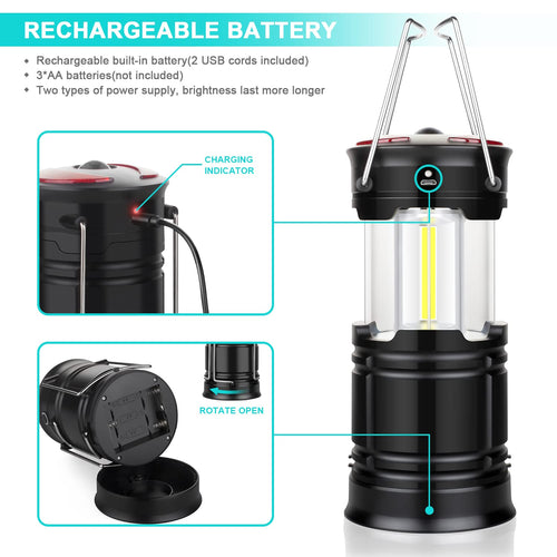 2-Pack Portable Camping Lanterns for Tents and Outdoors
