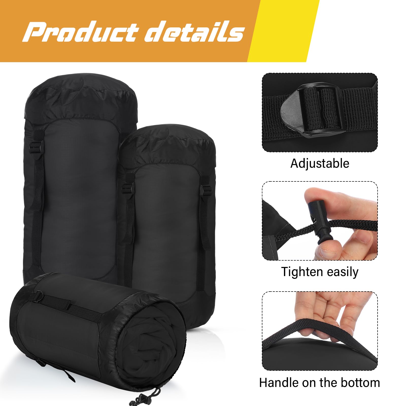 GliCraft 5-Piece Compression Sack Set for Backpacking