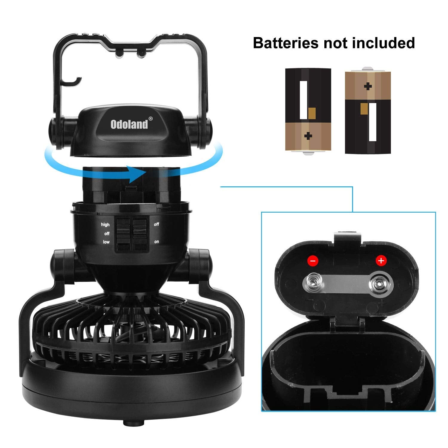 Odoland Portable LED Camping Lantern with Ceiling Fan