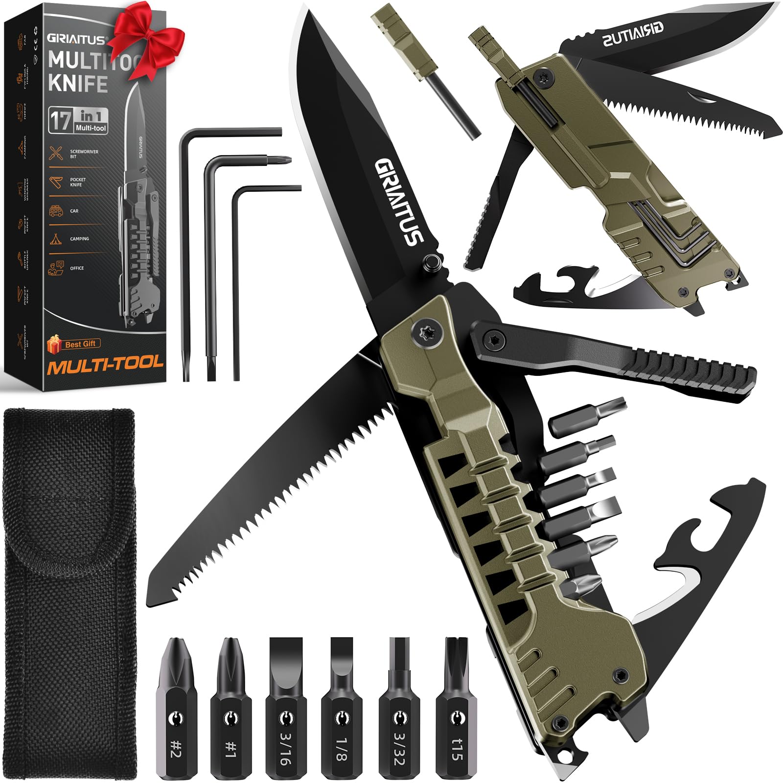 17-in-1 Survival Multitool Knife with Fire Starter