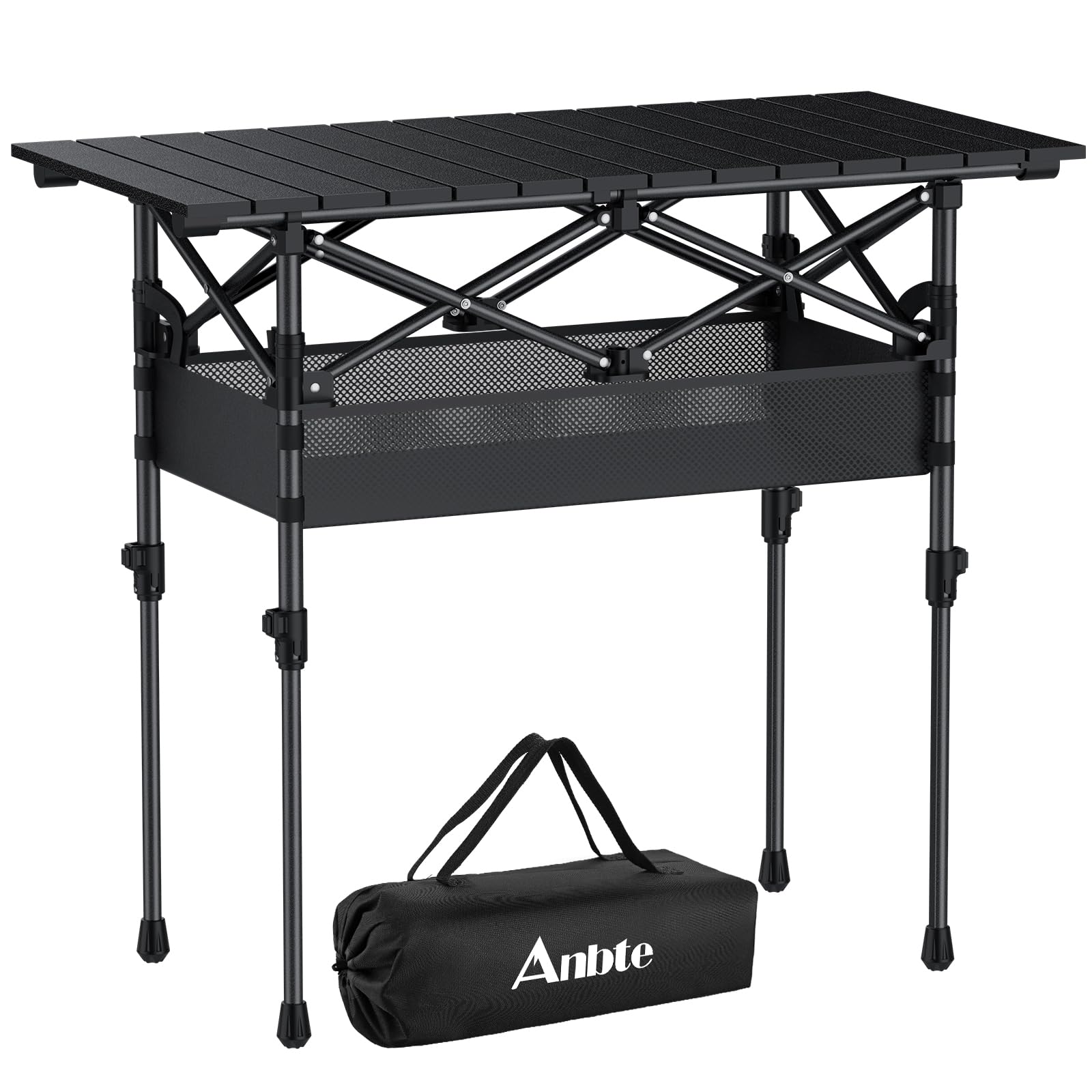 Anbte Adjustable Aluminum Roll-Top Camping Table with Bag
