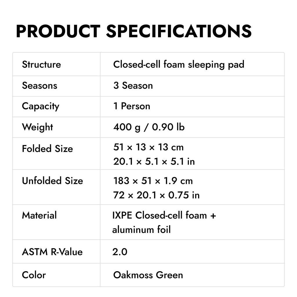 WINDQUESTER Ultralight Foldable Foam Backpacking Pad