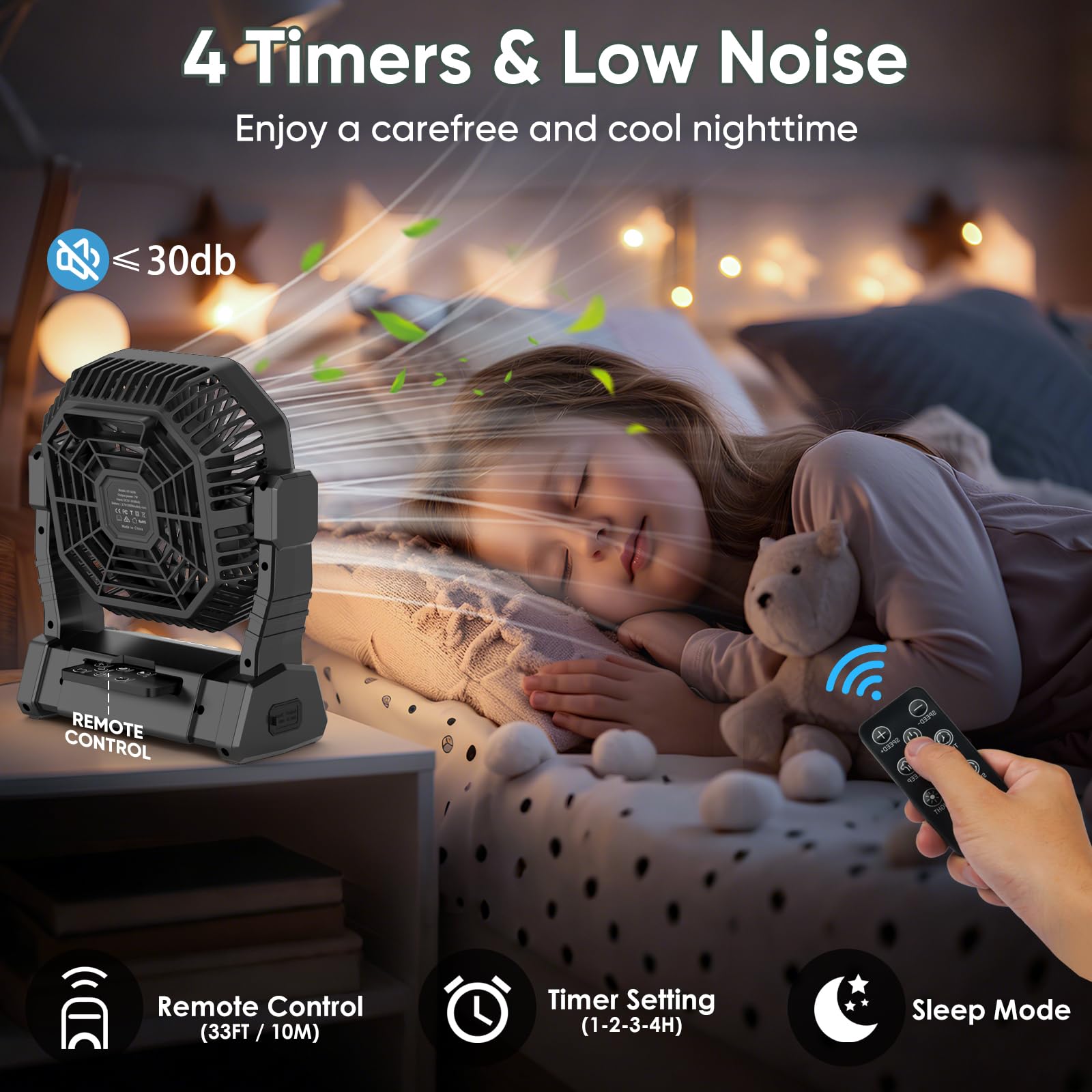 COZII Battery-Powered Portable Camping Fan for Outdoor Use