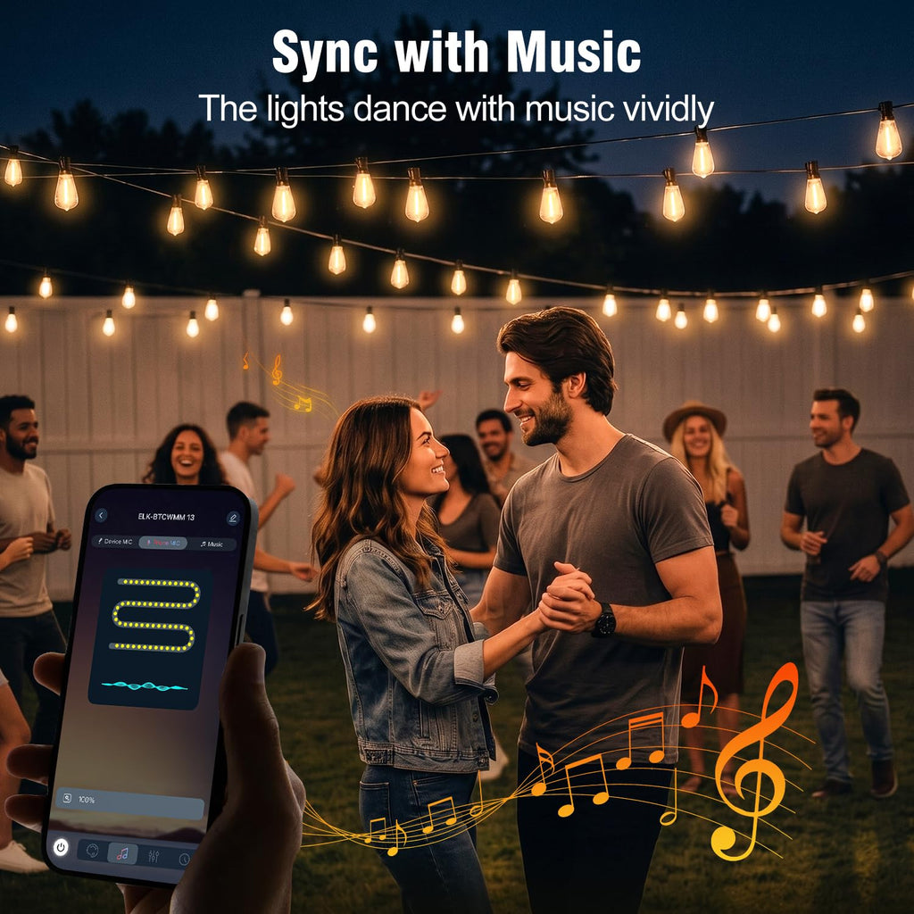 Skoiuc Smart Outdoor String Lights with App Control