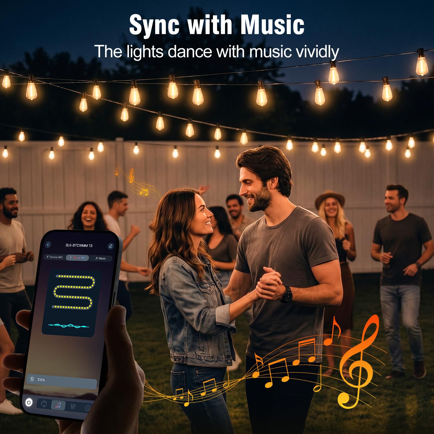 Skoiuc Smart Outdoor String Lights with App Control