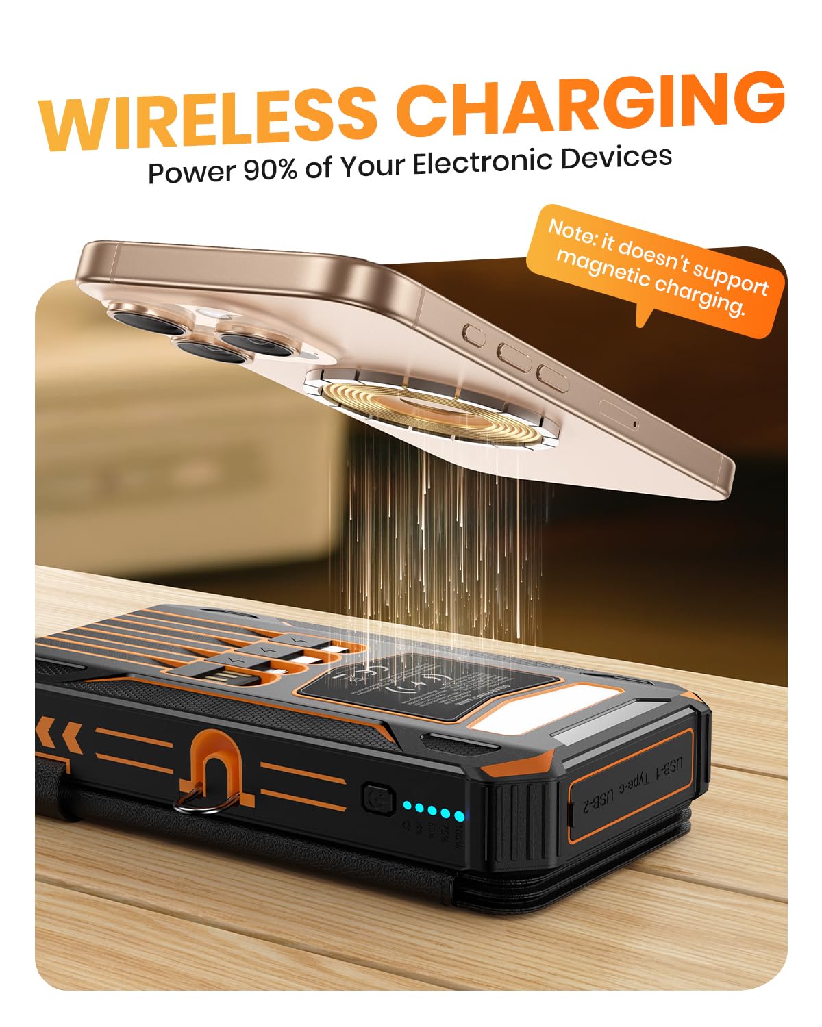 SOARAISE 48,000mAh Wireless Solar Charger Power Bank