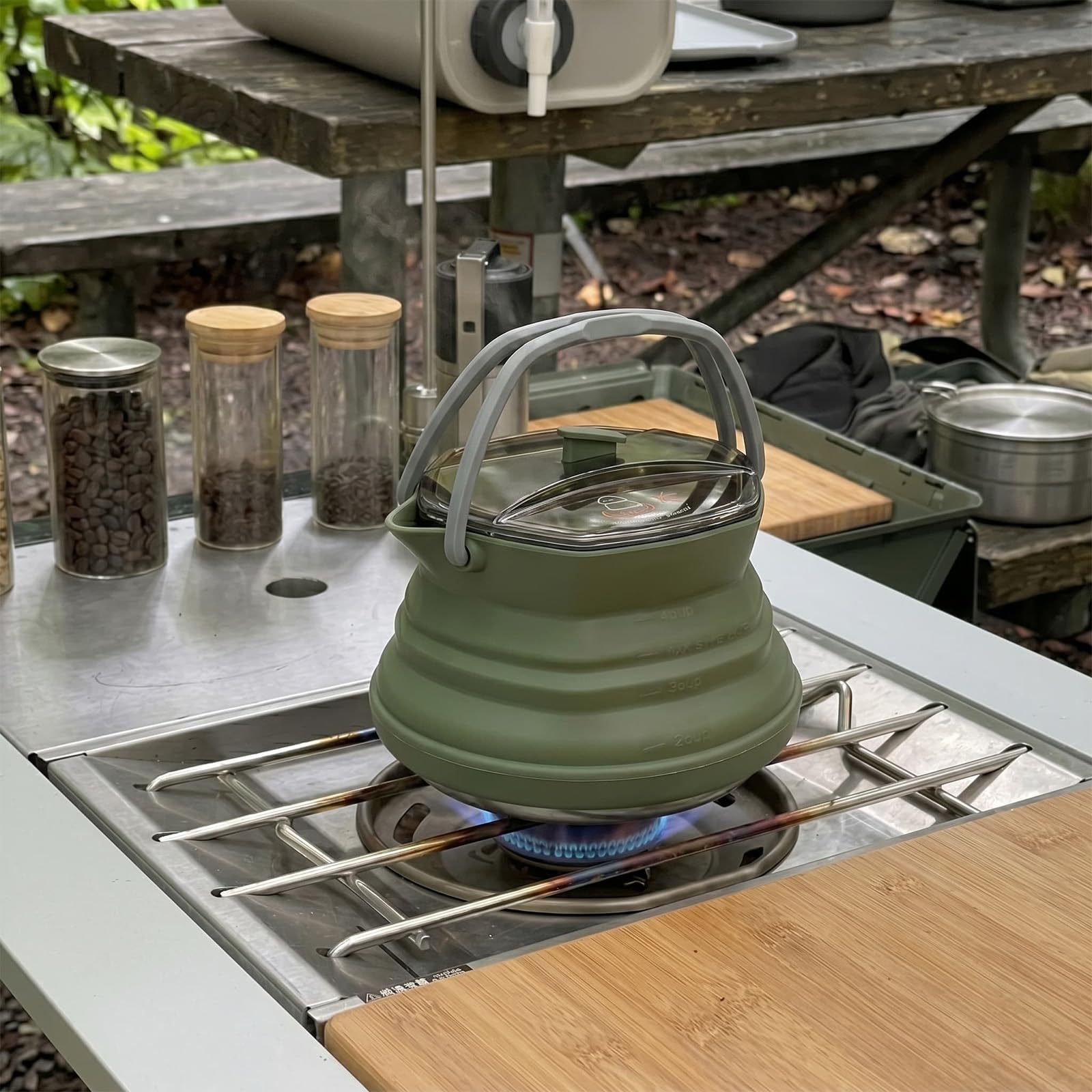 CAMPWOLF HEX 1L Collapsible Silicone Camping Kettle