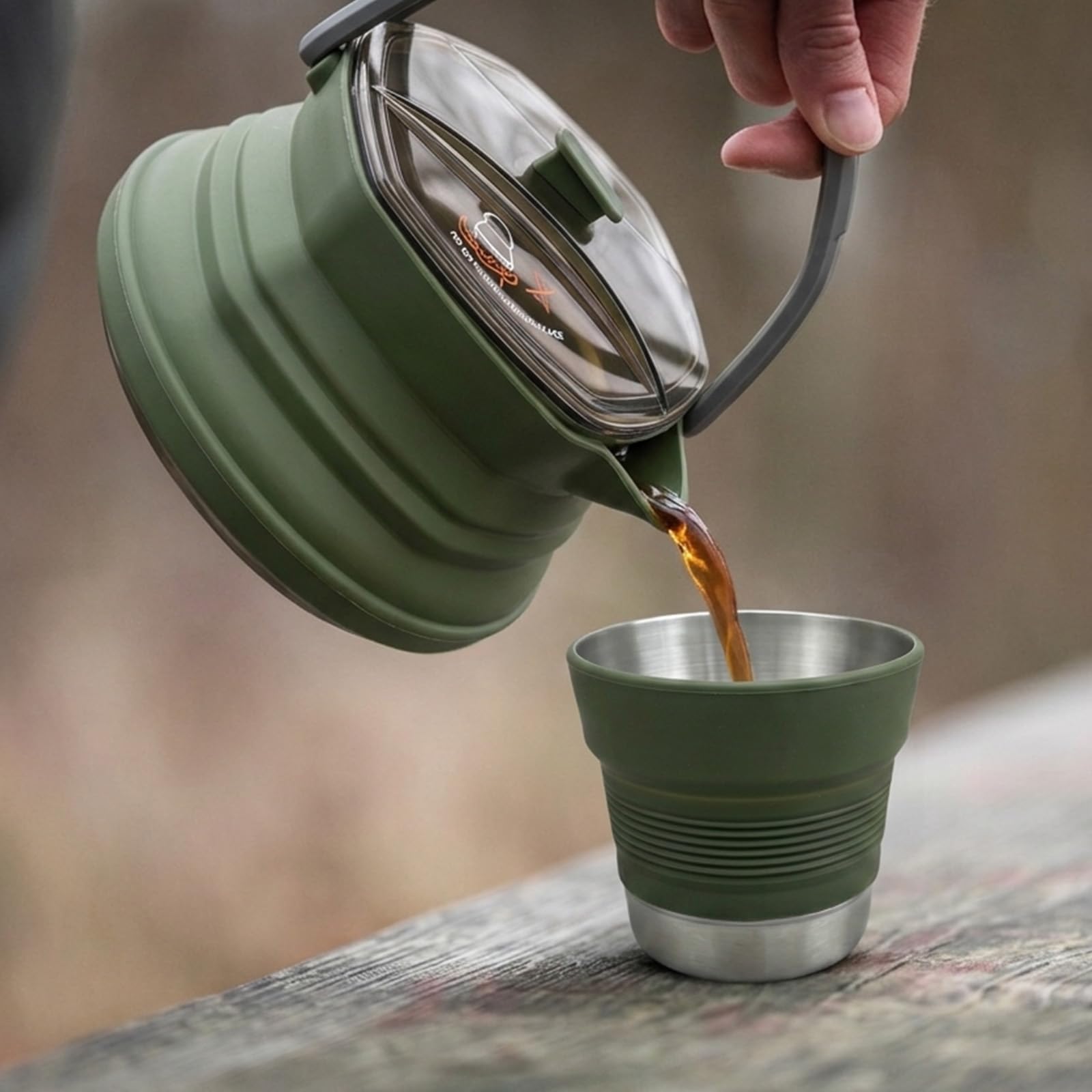 CAMPWOLF HEX 1L Collapsible Silicone Camping Kettle