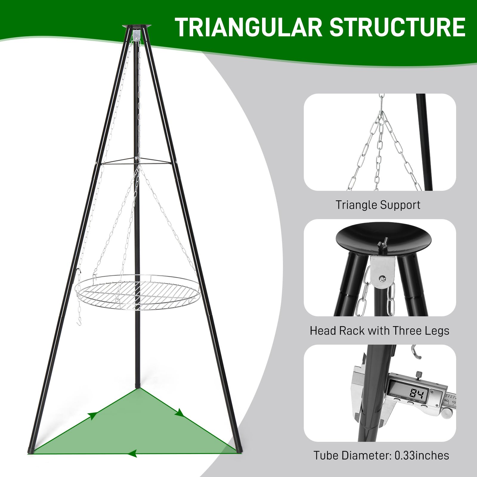 Outvita Stainless Steel Campfire Tripod BBQ Grill