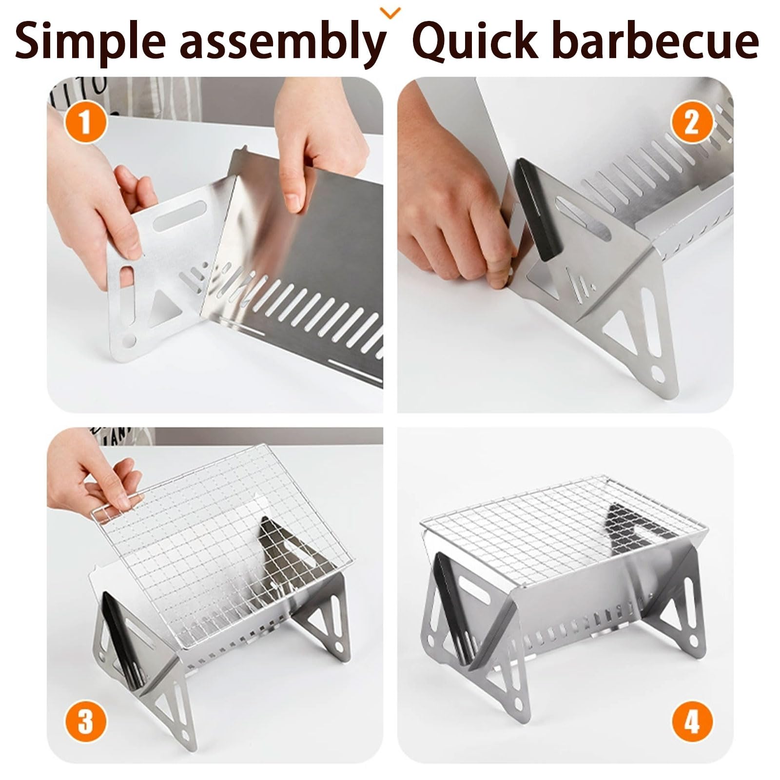 Portable Stainless Steel Folding Camping Grill with Bag